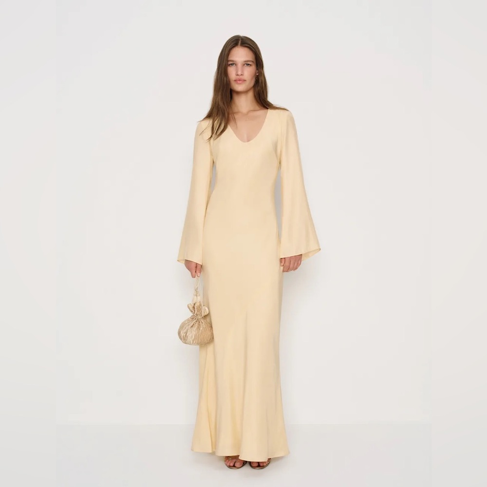 Reformation Vivia Silk Dress in color Sugar. Never worn, with tags. Size M.
